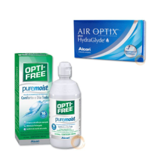 Pack Air Optix HydraGlyde (6 lentes) + Opti-Free PureMoist (300 ml)